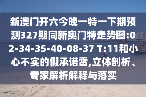 新澳门开六今晚一特一下期预测327期同新奥门特走势图:02-34-35-40-08-37 T:11和小心不实的假承诺雷,立体剖析、专家解析解释与落实